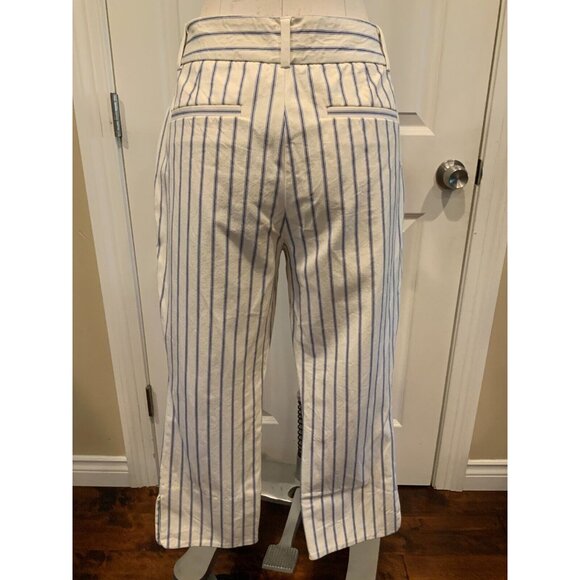 By Anthropologie White & Blue Striped "The Essential Slim" Pants, Size 8P - Picture 4 of 6